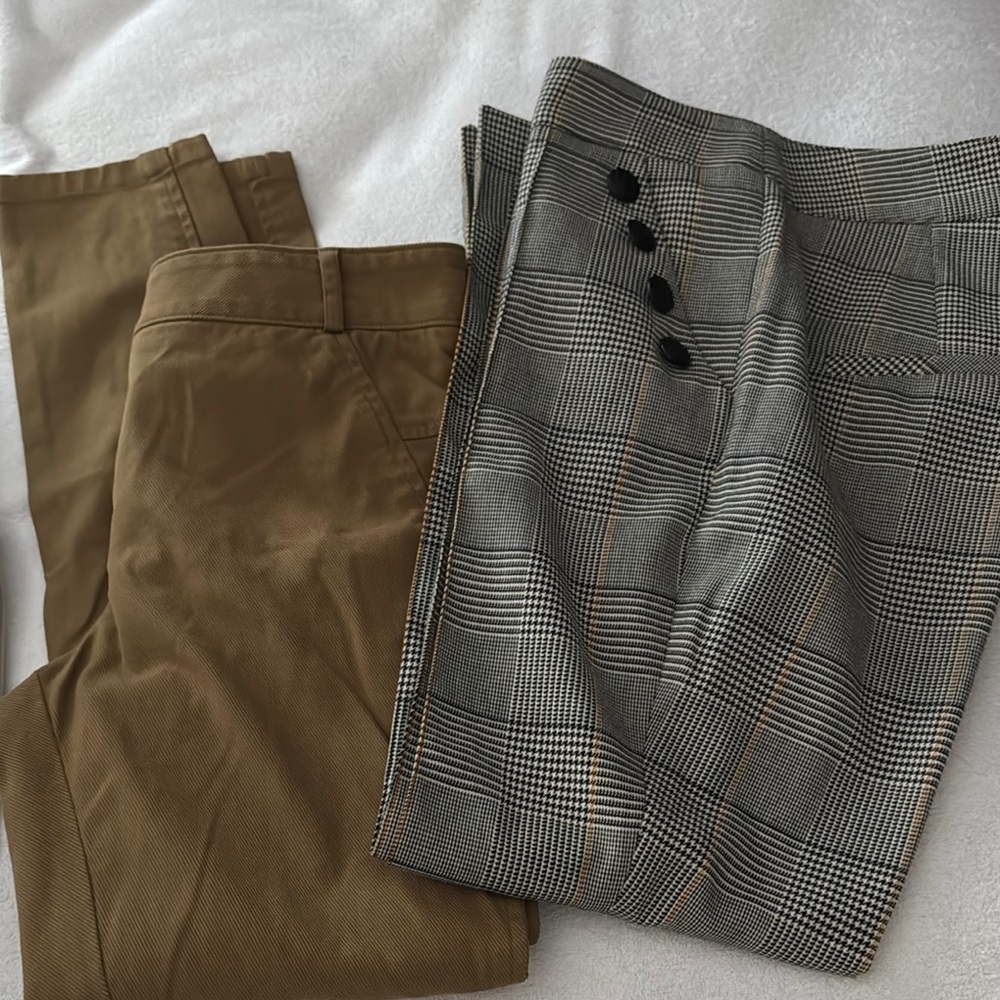 Veronica Beard Classic Tan and Gray Checkered Pants Set, size 6. Never worn.
